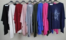New Ladies Layering Oversized Casual Winter Knitted Sequin Star Poncho Cape