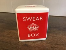 LESSER & PAVEY LTD RED/WHITE SWEAR BOX MONEY BOX CERAMIC 12cm x 11cm QUALITY 