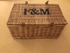 Large Fortnum & Mason F&M Genuine Wicker Hamper Picnic Basket  50x33x25cm Ex Con