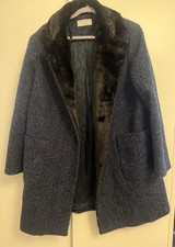 Gorgeous Helene Berman Edge 2 Edge Boucle Jacket Navy Velvet Collar Size 18 VGC