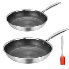 Stainless Steel Induction Geo Hex Frying Pan Non Stick Cooking Cookware 24/30cm