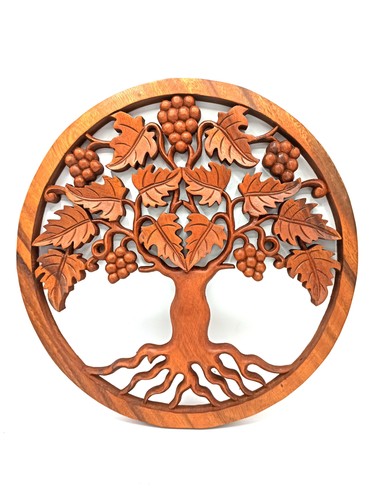 Hand carved suar wood tree - hand,