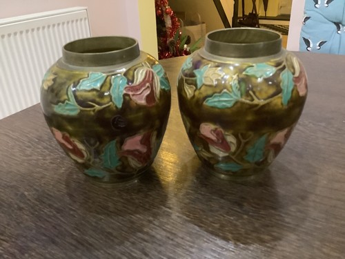 Pair brass cloisonné - of, cloisonné'