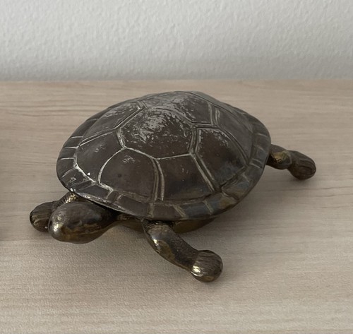 Vintage brass tortoise ashtray - brass,