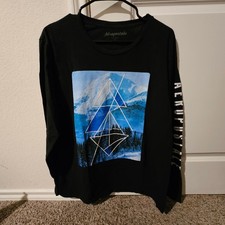 Aeropostale Mens Black Long Sleeve Mountain Graphic T-Shirt Size L