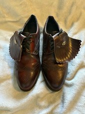 Cotswolds Burgundy Leather Vintage Brogue Golf Shoes With Kiltie Men's Size...
