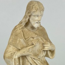 Vintage French Religious Sacred Heart Of Jesus Small Plaster Figure By Bacci