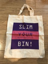 2 New Cotton "Slim your bin" Shoulder Tote Shopper Grocery Shopping Bag for Life