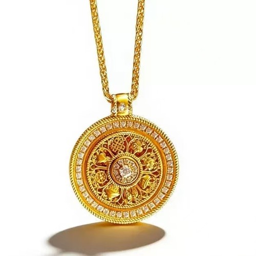 Gold tone rotating compass - gold,