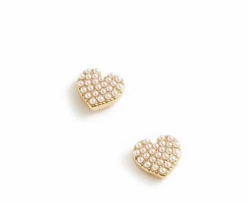 Pearl heart stud earrings - pearl,