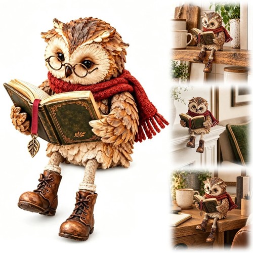 Reading owl figurine vintage - reading,