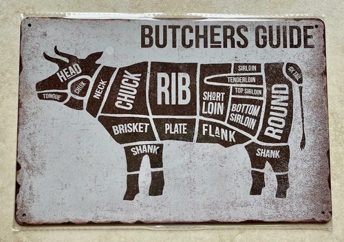 The butcher guide metal sign - the,