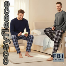 Mens Fleece Pyjamas Sets  long sleeve winter warm pjs  Clearance