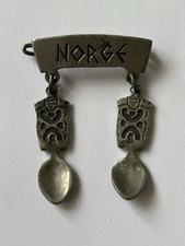 Old Pewter Norwegian Brooch.