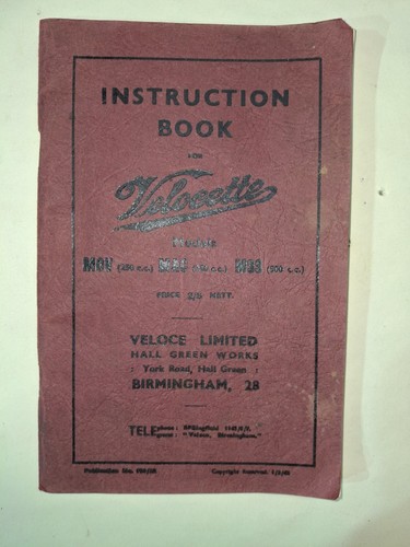 Velocette instruction book for - book,