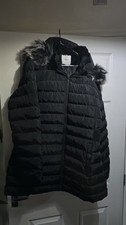 Womans Fire Trap  Black Hooded  Puffa Coat Size 18