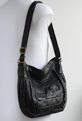Black leather shoulder bag - bag,