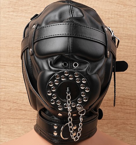 Bondage hood sex mask - mask, pu