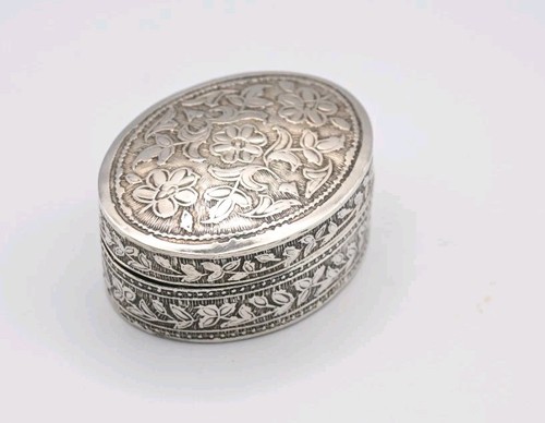 Antique silver box - antique, oval