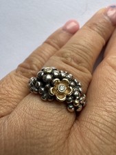 Genuine Retired Pandora Diamond Flower Bouquet Ring With Gold Hardly Worn
