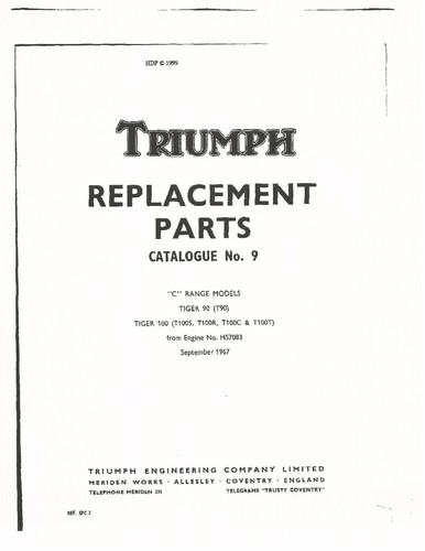 Triumph parts manual - parts,