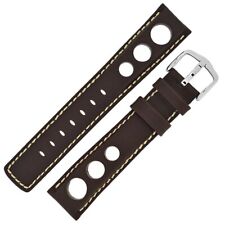 Hirsch RALLY Perforated racing Leather Watch Strap BROWN 20 MM