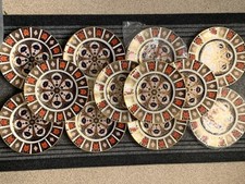 12pc Vintage Royal Crown Derby Old Imari 1128 Dinner Steak Plates 10.5" -All 1st