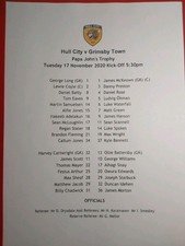 Papa John's Trophy Hull City v Grimsby Town 17th November 2020 Vgc