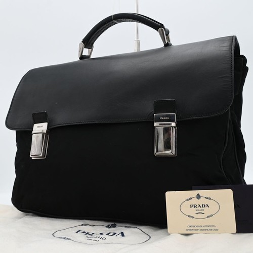 Prada black nylon leather - black,