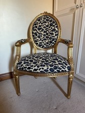 Louis Style Shabby Chic Chair French Leopard Print