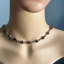 Vintage 925 Silver Amber Necklace / Collar/ Choker / 39cm