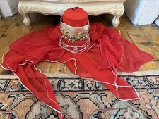 Vintage Jewelled Red Pillbox Hat With Scarf Detail Showgirl Burlesque Costume