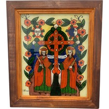 Framed hand painted religious - framed,