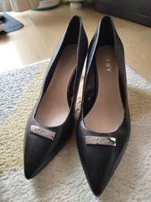 DKNY  Woman's lack Leather Mid-heel Court Shoe UK Size 6
