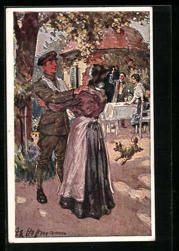 Postcard soldier dancing - postcard, with