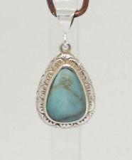Fabulous MEXICAN Designer Real Turquoise Stone Pendant 925 Solid Silver #21347
