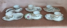 Japanese Kutani Eggshell Porcelain Vintage Teacup and Saucer Tray Set of 6 U1S4