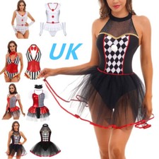 UK Women‘s Halloween Naughty Clown Costume Circus Clowns Cosplay Leotard Dresses