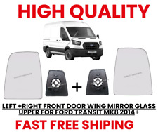 Left + Right Pair Front Door Wing Mirror Glass Upper For Ford Transit MK8 2014+