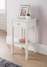 White 1 Drawer Side Table – End Sofa Bedside Nightstand Lamp Table Bedroom