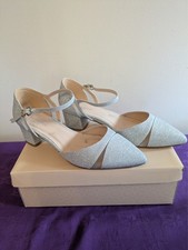 Paradox silver glitter wedding shoes, low heel, wide fit, worn once, size 7