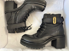 Alexander McQueen McQ chunky black block heeled leather ankle boots EU 39/UK 6