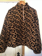 Dazy brown Animal Print soft furry fleece  Size. XL