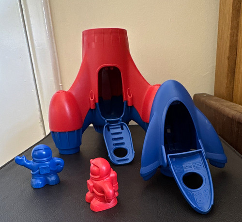 Red blue plastic toy - red,