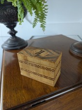 Vintage Marquetry Playing Card Box - Dual Deck Storage