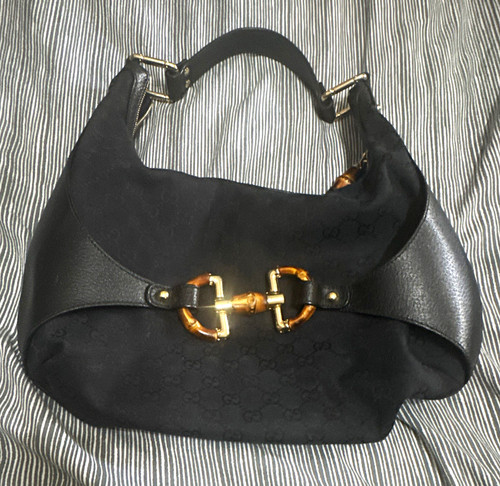 Gucci bamboo black canvas - bamboo, gg