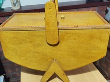 vintage wooden sewing box with