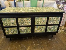 Mid Century Retro Nathan Sideboard on Black Floral Print Sold Message Commission