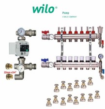 UNDERFLOOR HEATING MANIFOLDS 2-12 PORTS + EUROCONE+ WILO PUMP PACK