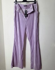 Bnwt Nasty Gal Lilac Trousers Size 12 Crinkle Velvet Tailored Flare Purple